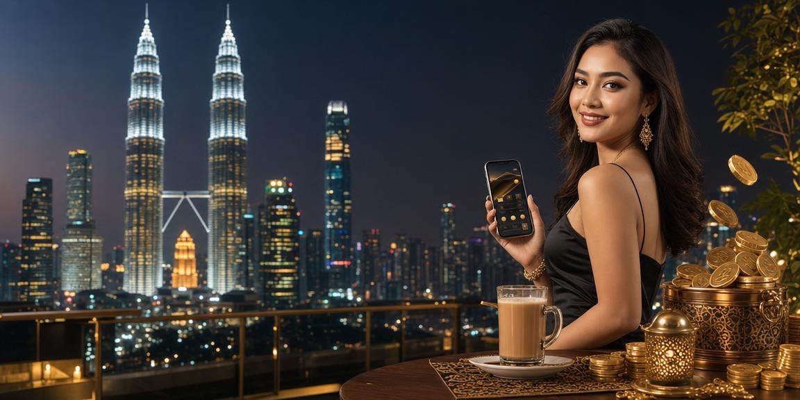 Pemandangan malam bandar Kuala Lumpur dengan lampu berwarna-warni sambil mempromosikan bonus VIP